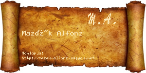 Mazák Alfonz névjegykártya